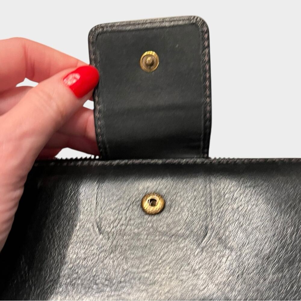 FOSSIL Black Leather Zip Wallet Wristlet with Gold Accents - Picture 6 of 6